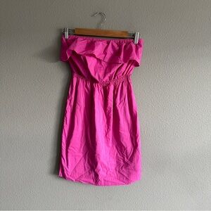 Juicy Couture Pink Cotton Strapless Ruffle Dress Small